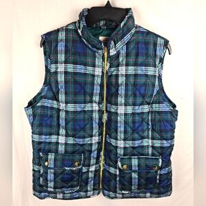 St.John's Bay Women's Blue Multicolored Quilted Plaid Vest Sz XL